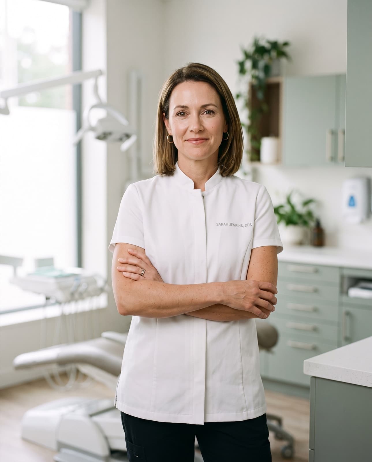 Dr. Sarah Jenkins, DDS, in a LUMEN Dental treatment room